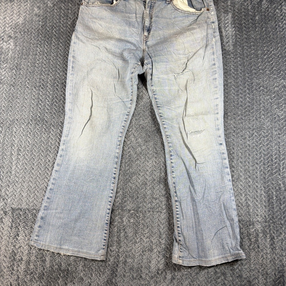 Levis 525 Perfect Waist Straight Jeans Womens 34x32 Blue Cowboy Rodeo DIstressed